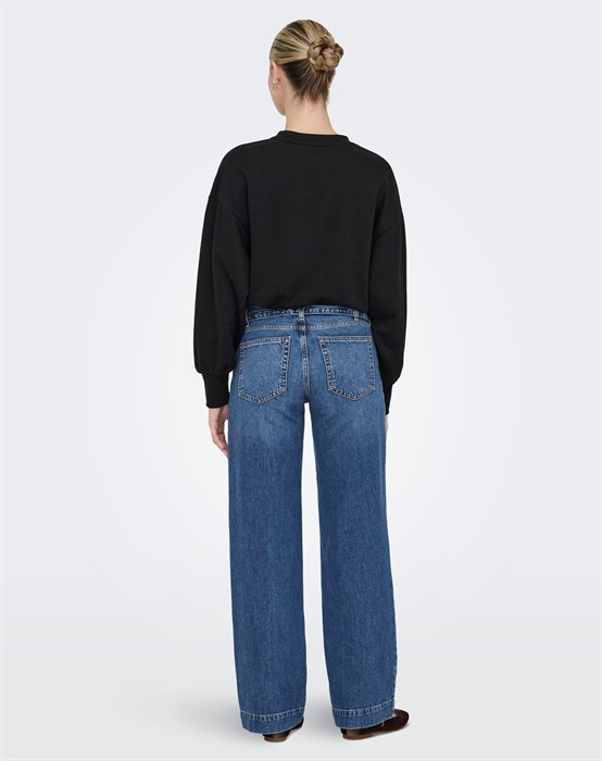 ONLBrenda Low Wide Belt Jeans - Dark Blue Denim